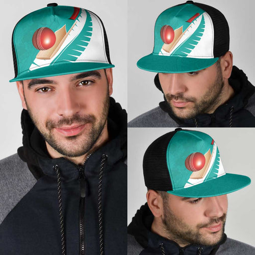 New Zealand Cricket Mesh Trucker Cap Kiwi Birds Haka Dance Turquoise Fern Sporty Style