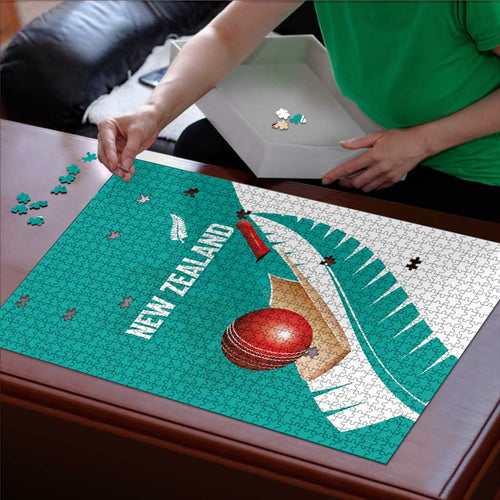 New Zealand Cricket Puzzle Kiwi Birds Haka Dance Turquoise Fern Sporty Style