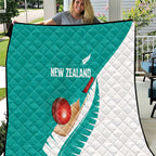 New Zealand Cricket Quilt Kiwi Birds Haka Dance Turquoise Fern Sporty Style