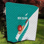New Zealand Cricket Quilt Kiwi Birds Haka Dance Turquoise Fern Sporty Style