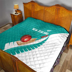 New Zealand Cricket Quilt Kiwi Birds Haka Dance Turquoise Fern Sporty Style