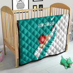 New Zealand Cricket Quilt Kiwi Birds Haka Dance Turquoise Fern Sporty Style