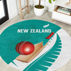New Zealand Cricket Round Carpet Kiwi Birds Haka Dance Turquoise Fern Sporty Style