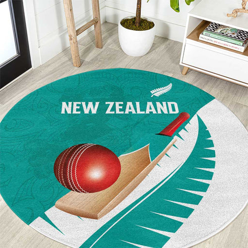 New Zealand Cricket Round Carpet Kiwi Birds Haka Dance Turquoise Fern Sporty Style