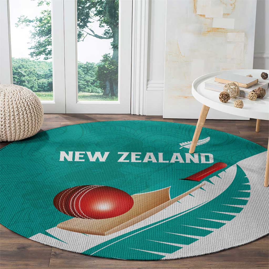 New Zealand Cricket Round Carpet Kiwi Birds Haka Dance Turquoise Fern Sporty Style