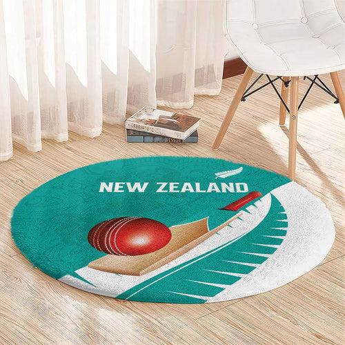 New Zealand Cricket Round Carpet Kiwi Birds Haka Dance Turquoise Fern Sporty Style