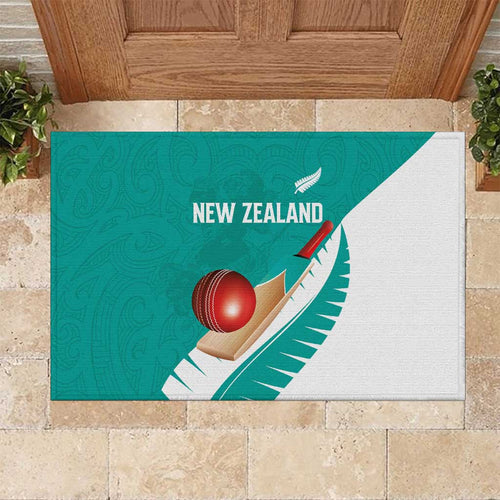 New Zealand Cricket Rubber Doormat Kiwi Birds Haka Dance Turquoise Fern Sporty Style