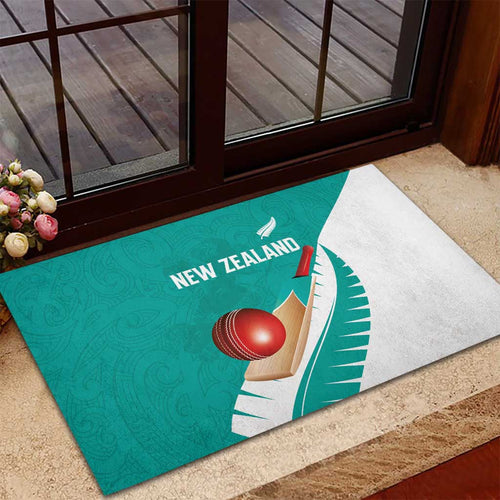 New Zealand Cricket Rubber Doormat Kiwi Birds Haka Dance Turquoise Fern Sporty Style