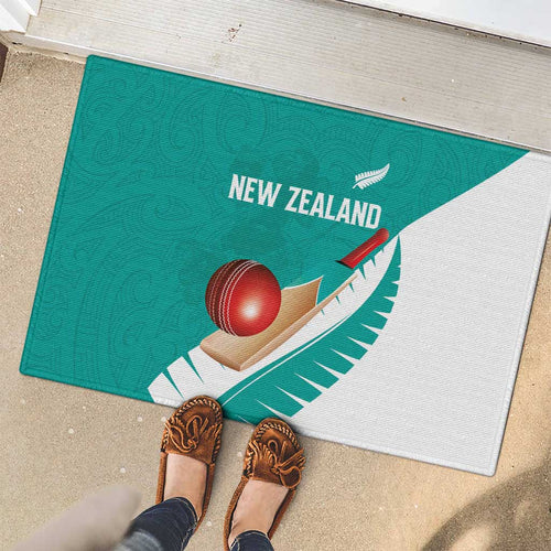 New Zealand Cricket Rubber Doormat Kiwi Birds Haka Dance Turquoise Fern Sporty Style