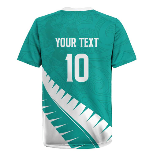 Custom New Zealand Cricket Rugby Jersey Kiwi Birds Haka Dance Turquoise Fern Sporty Style
