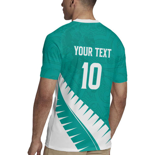 Custom New Zealand Cricket Rugby Jersey Kiwi Birds Haka Dance Turquoise Fern Sporty Style