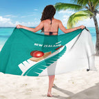 New Zealand Cricket Sarong Kiwi Birds Haka Dance Turquoise Fern Sporty Style