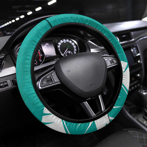 New Zealand Cricket Steering Wheel Cover Kiwi Birds Haka Dance Turquoise Fern Sporty Style