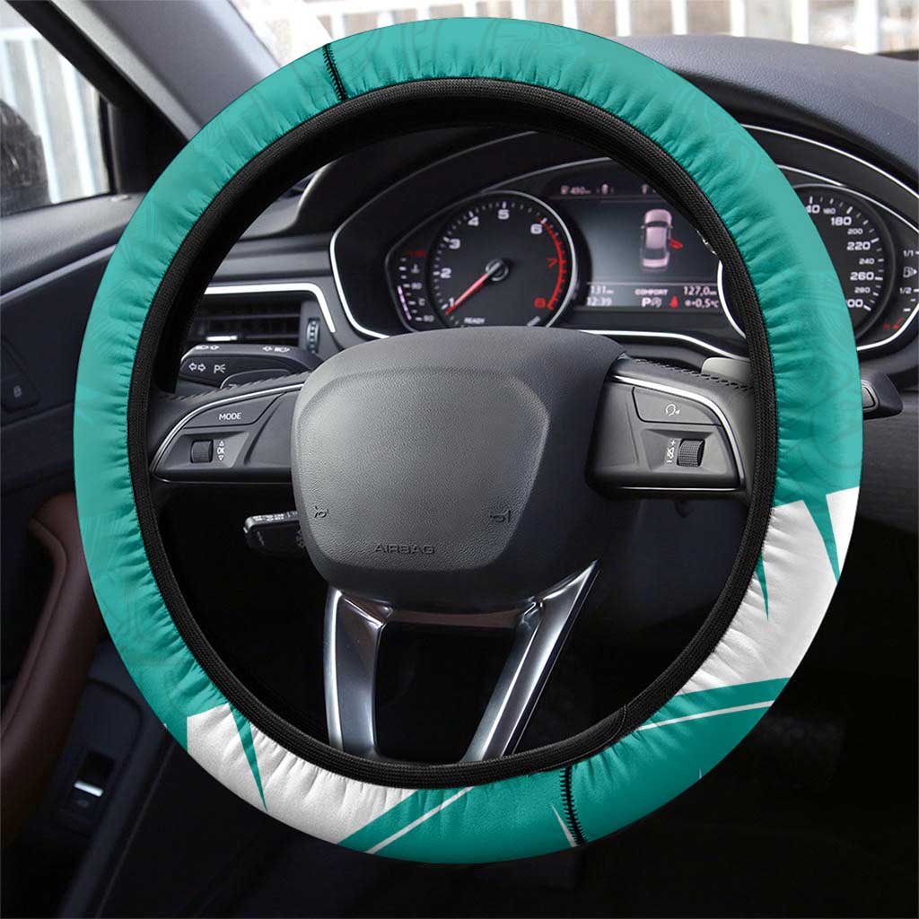 New Zealand Cricket Steering Wheel Cover Kiwi Birds Haka Dance Turquoise Fern Sporty Style