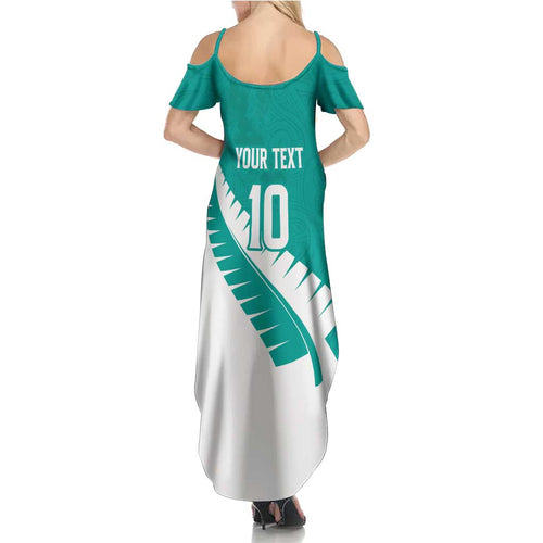Custom New Zealand Cricket Summer Maxi Dress Kiwi Birds Haka Dance Turquoise Fern Sporty Style