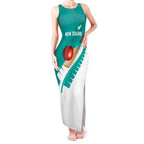 Custom New Zealand Cricket Tank Maxi Dress Kiwi Birds Haka Dance Turquoise Fern Sporty Style