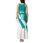 Custom New Zealand Cricket Tank Maxi Dress Kiwi Birds Haka Dance Turquoise Fern Sporty Style
