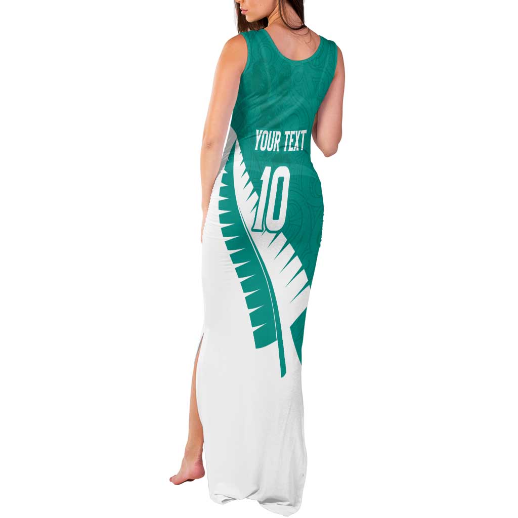 Custom New Zealand Cricket Tank Maxi Dress Kiwi Birds Haka Dance Turquoise Fern Sporty Style