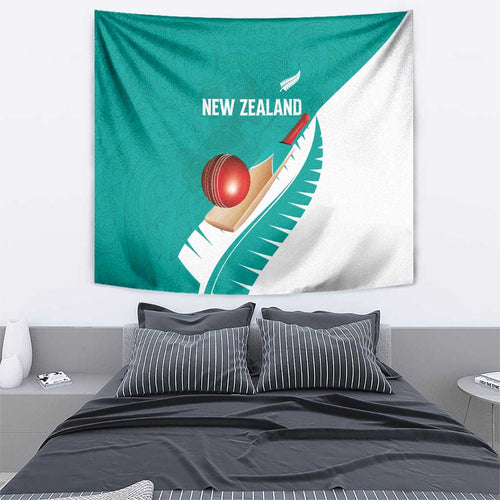 New Zealand Cricket Tapestry Kiwi Birds Haka Dance Turquoise Fern Sporty Style
