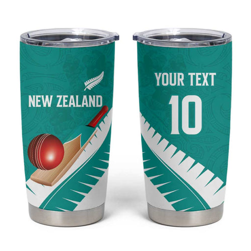 Custom New Zealand Cricket Tumbler Cup Kiwi Birds Haka Dance Turquoise Fern Sporty Style
