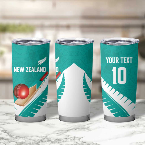 Custom New Zealand Cricket Tumbler Cup Kiwi Birds Haka Dance Turquoise Fern Sporty Style