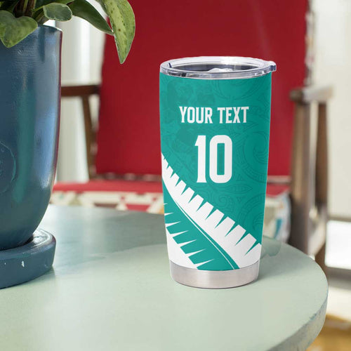 Custom New Zealand Cricket Tumbler Cup Kiwi Birds Haka Dance Turquoise Fern Sporty Style