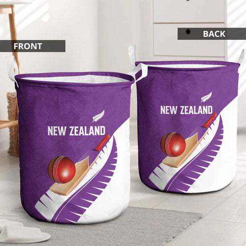 New Zealand Cricket Laundry Basket Kiwi Birds Haka Dance Purple Fern Sporty Style