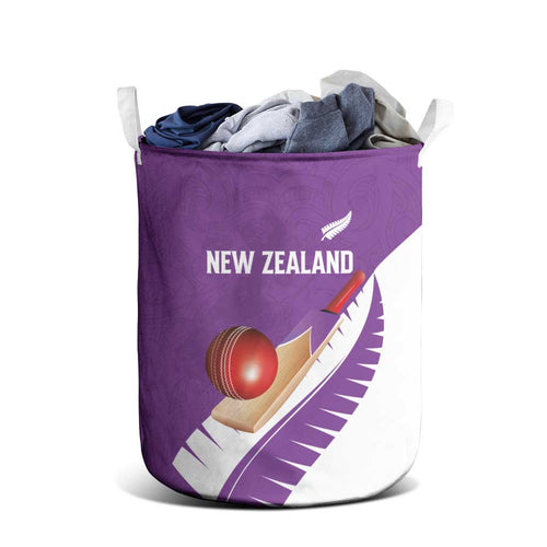 New Zealand Cricket Laundry Basket Kiwi Birds Haka Dance Purple Fern Sporty Style
