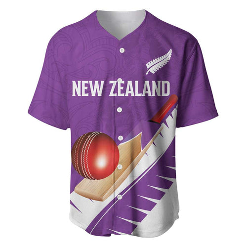 Custom New Zealand Cricket Baseball Jersey Kiwi Birds Haka Dance Purple Fern Sporty Style