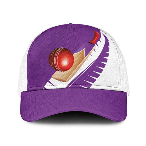 New Zealand Cricket Baseball Net Cap Kiwi Birds Haka Dance Purple Fern Sporty Style