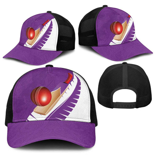 New Zealand Cricket Baseball Net Cap Kiwi Birds Haka Dance Purple Fern Sporty Style