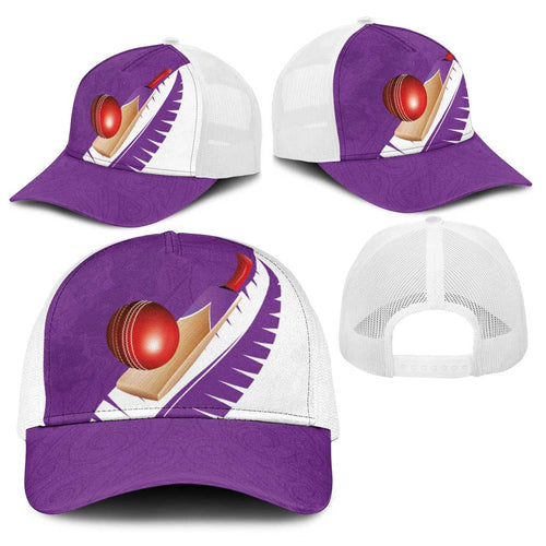 New Zealand Cricket Baseball Net Cap Kiwi Birds Haka Dance Purple Fern Sporty Style
