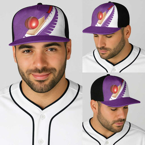 New Zealand Cricket Baseball Net Cap Kiwi Birds Haka Dance Purple Fern Sporty Style
