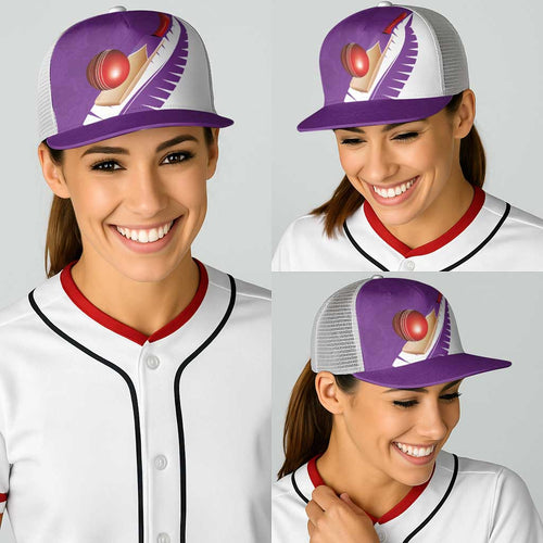 New Zealand Cricket Baseball Net Cap Kiwi Birds Haka Dance Purple Fern Sporty Style