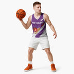 Custom New Zealand Cricket Basketball Jersey Kiwi Birds Haka Dance Purple Fern Sporty Style