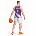 Custom New Zealand Cricket Basketball Jersey Kiwi Birds Haka Dance Purple Fern Sporty Style