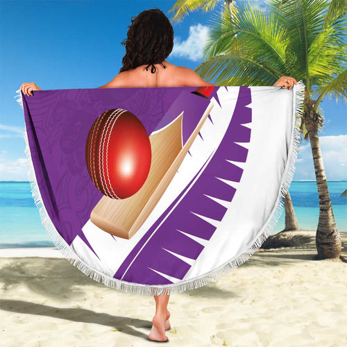New Zealand Cricket Beach Blanket Kiwi Birds Haka Dance Purple Fern Sporty Style