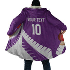 Custom New Zealand Cricket Cloak Kiwi Birds Haka Dance Purple Fern Sporty Style