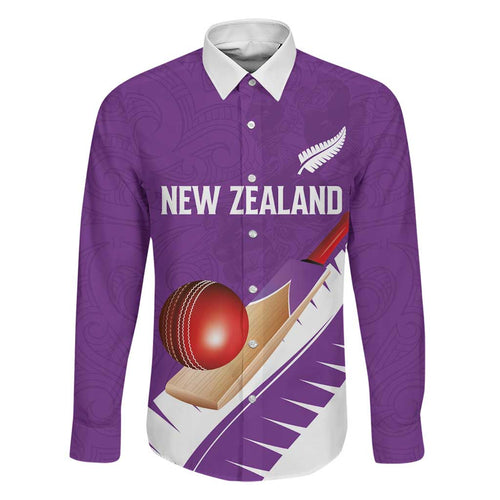 Custom New Zealand Cricket Family Matching Off Shoulder Maxi Dress and Hawaiian Shirt Kiwi Birds Haka Dance Purple Fern Sporty Style