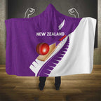 New Zealand Cricket Hooded Blanket Kiwi Birds Haka Dance Purple Fern Sporty Style