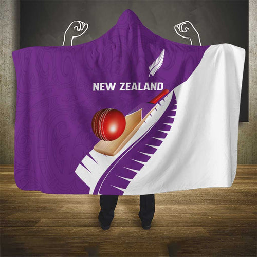 New Zealand Cricket Hooded Blanket Kiwi Birds Haka Dance Purple Fern Sporty Style