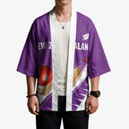 Custom New Zealand Cricket Kimono Kiwi Birds Haka Dance Purple Fern Sporty Style