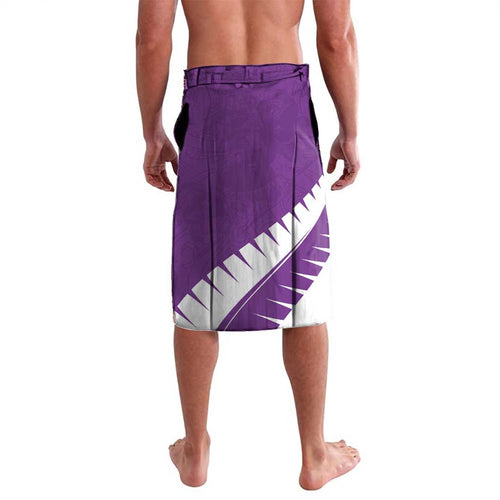 Custom New Zealand Cricket Lavalava Kiwi Birds Haka Dance Purple Fern Sporty Style
