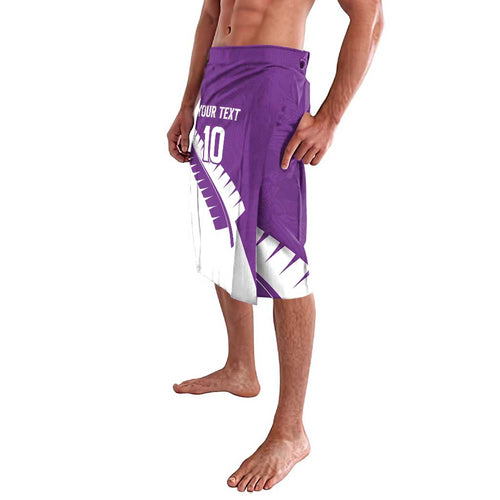 Custom New Zealand Cricket Lavalava Kiwi Birds Haka Dance Purple Fern Sporty Style