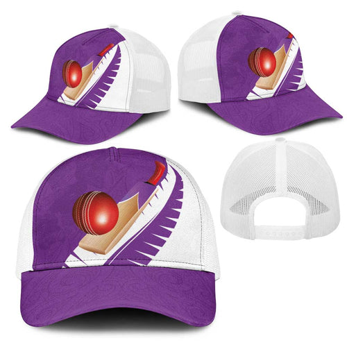 New Zealand Cricket Mesh Trucker Cap Kiwi Birds Haka Dance Purple Fern Sporty Style