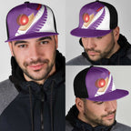 New Zealand Cricket Mesh Trucker Cap Kiwi Birds Haka Dance Purple Fern Sporty Style