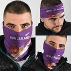 New Zealand Cricket Neck Gaiter Kiwi Birds Haka Dance Purple Fern Sporty Style