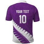 Custom New Zealand Cricket Polo Shirt Kiwi Birds Haka Dance Purple Fern Sporty Style