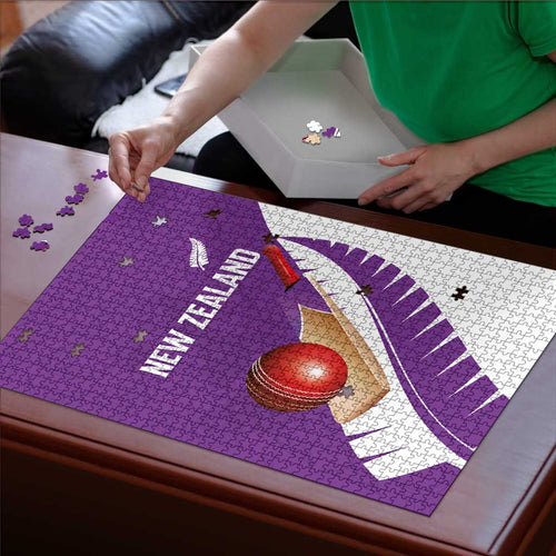 New Zealand Cricket Puzzle Kiwi Birds Haka Dance Purple Fern Sporty Style