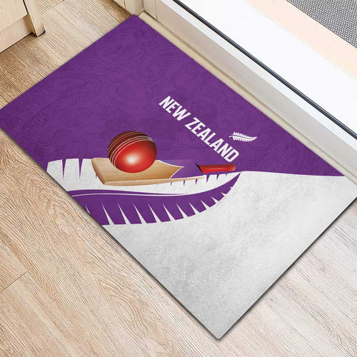 New Zealand Cricket Rubber Doormat Kiwi Birds Haka Dance Purple Fern Sporty Style